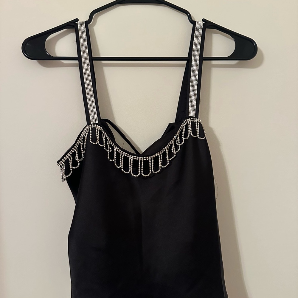 Elegant Black Embellished Women's Top